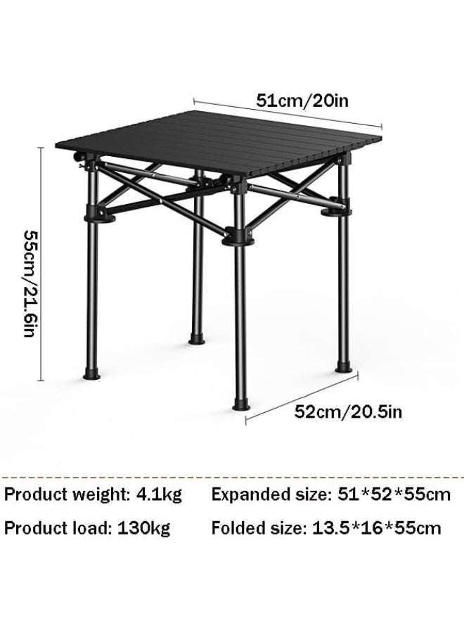 Folding camping table, black - lightweight aluminum with storage bag - Image 2
